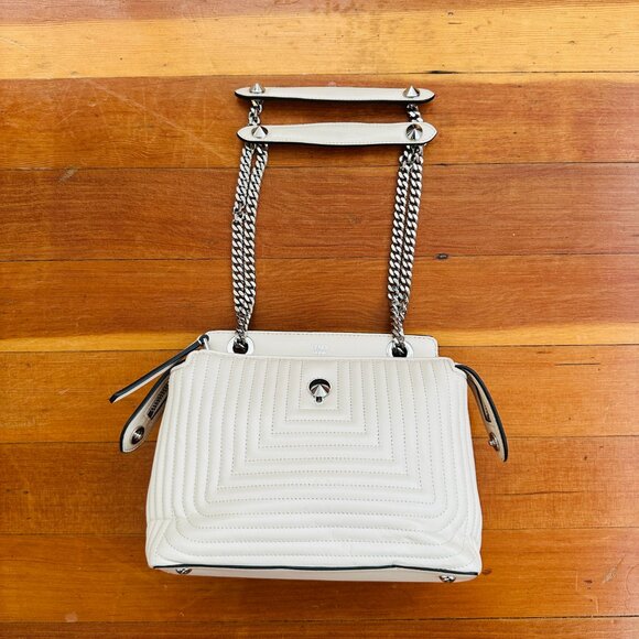 NEW: FENDI DotCom Click | Cream Lambskin Leather Satchel Bag with Chain Strap - Picture 3 of 9
